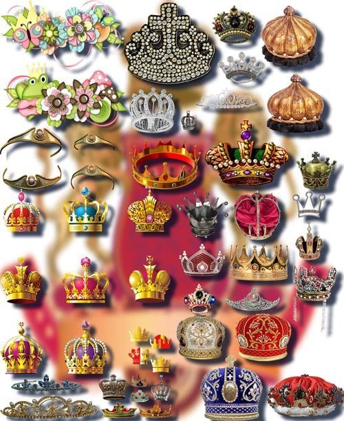 Клипарты на прозрачном фоне - Царские и королевские короны
