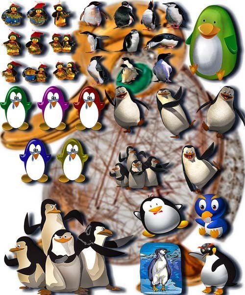 Png на прозрачном фоне - Веселые пингвины