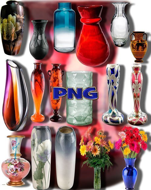 Клипарты картинки - Красочные вазы
