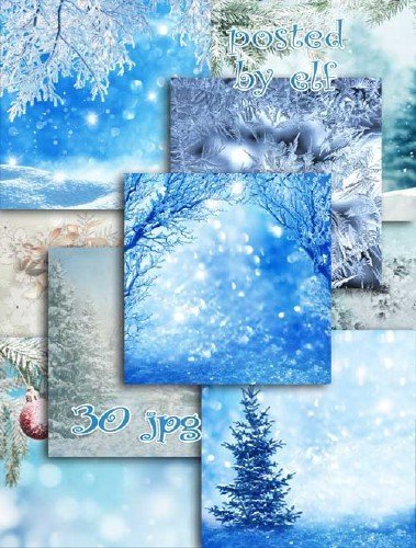  Набор фонов для фотошопа - Снежная зима