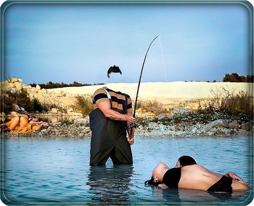 Мужской фотошаблон - Необычная рыбалка