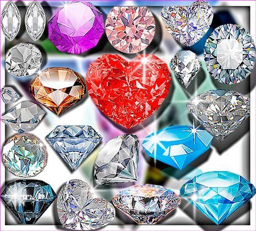 Прозрачные клипарты для фотошопа - Разноцветные бриллианты