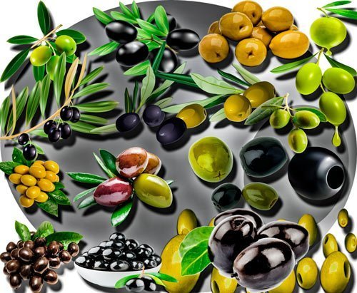 Прозрачные клипарты для фотошопа - Черные и зеленые оливки