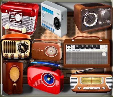 Прозрачные клипарты для фотошопа - Старинное радио