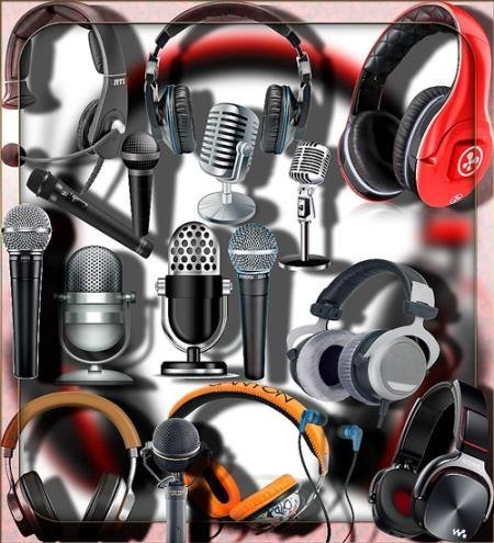 Растровые клипарты - Микрофоны и наушники
