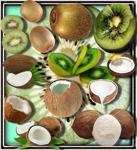 Клипарты для фотошопа - Киви и кокосы