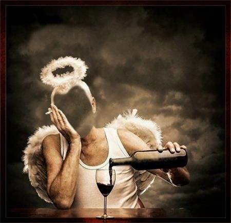 Фотошаблон для фотомонтажа - Ангел с вином