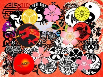 Клипарт Японские орнаменты, гербы и символы 