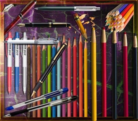 Прозрачные клипарты для фотошопа - Цветные карандаши и ручки