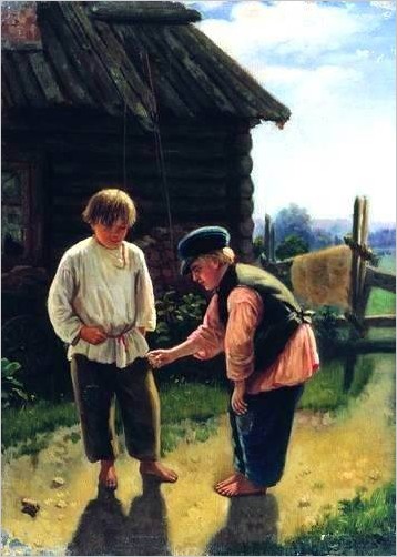 Игра в бабки — картина Корзухина