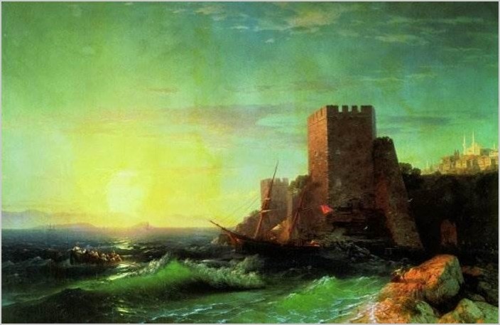 Башни на скале у Босфора картина Айвазовского