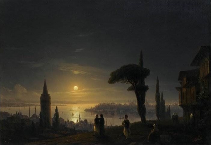 Галатская башня в лунную ночь — Айвазовский