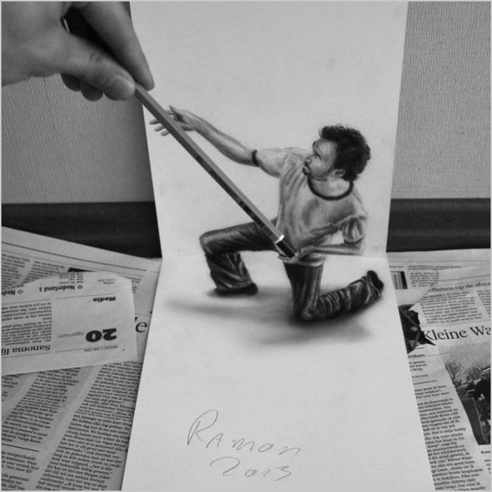 3D-рисунки на бумаге от Рамона Брюина