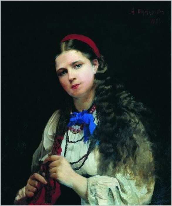 Девушка, заплетающая косу — Корзухин