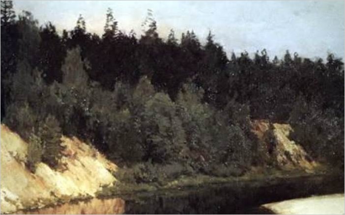 Лесистый берег картина Левитана