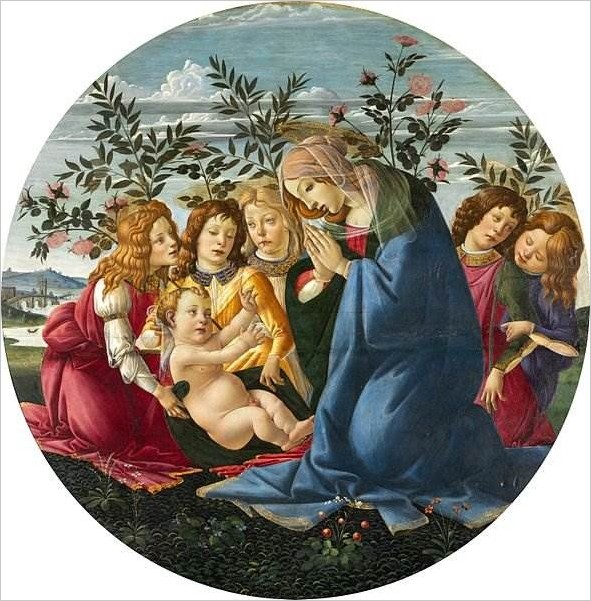 Поклонение Мадонны и пяти ангелов младенцу Христу — Сандро Боттичелли
