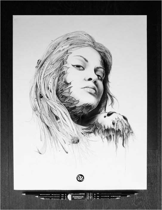 Художник Pierre Yves Riveau (PEZ) серия рисунков «Лица»