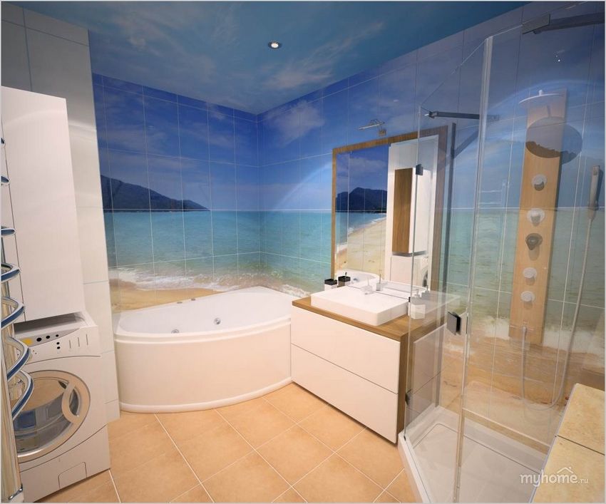 Дизайн ванной комнаты в морском стиле фото
