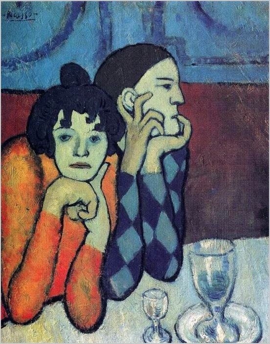 Арлекин и его подружка картина Пабло Пикассо