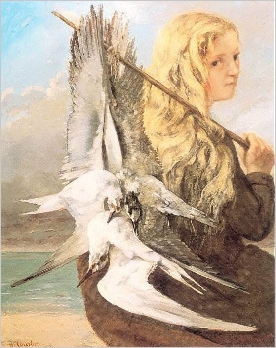 Девушка с чайками, Трувиль — Гюстав Курбе