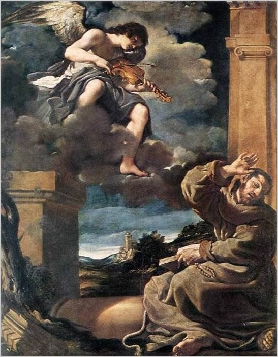 Cв. Франциск с ангелом играющим на скрипке — Гверчино