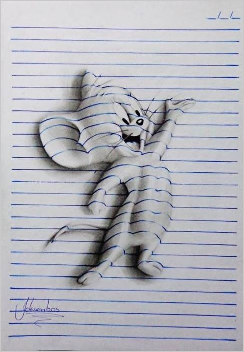 Джордж Карвальо объёмные рисунки в тетради