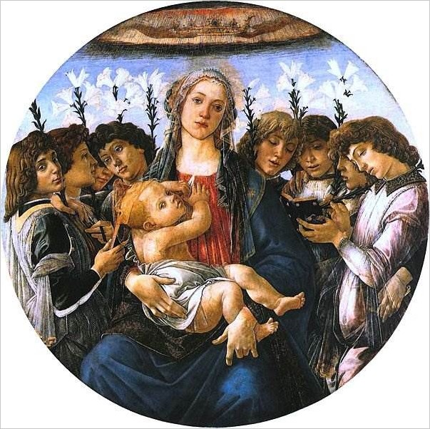 Мадонна с младенцем и восемью ангелами — Сандро Боттичелли