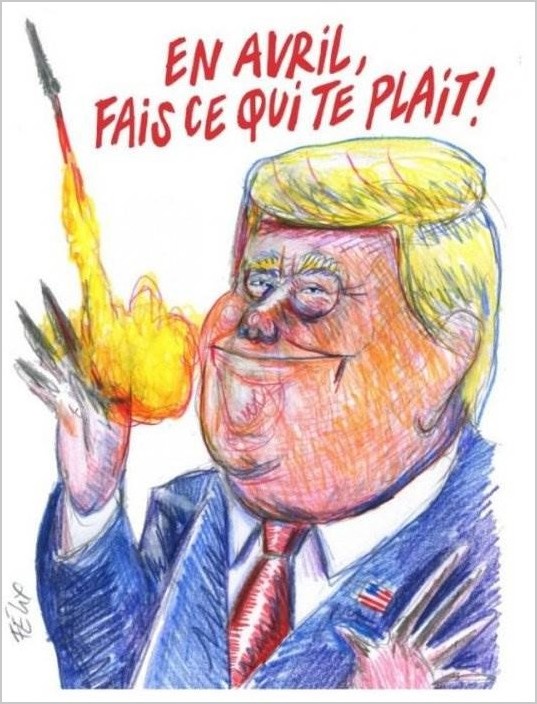Charlie Hebdo карикатура на Трампа с ракетой