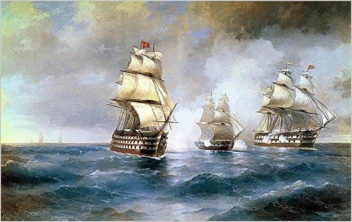 Бриг «Меркурий», атакованный двумя турецкими кораблями Айвазовский