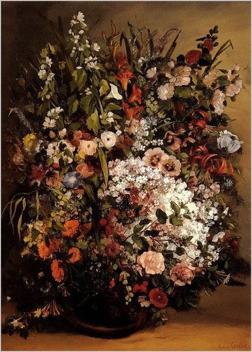 Букет цветов в вазе — Гюстав Курбе