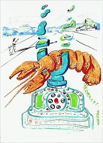 Телефон-омар — скульптура Сальвадора Дали с трубкой