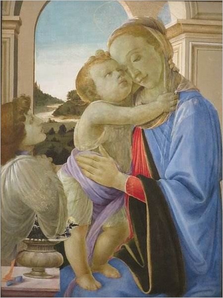 Мадонна с младенцем и любующийся ангел — Сандро Боттичелли