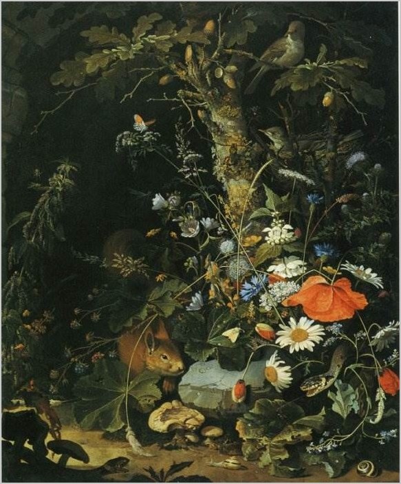 Цветы, животные и насекомые — Абрахам Миньон