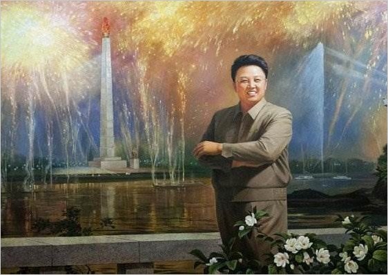 Ким Чен Ир на плакатах КНДР