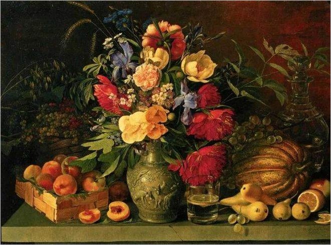 Описание картины Хруцкого «Цветы и плоды»